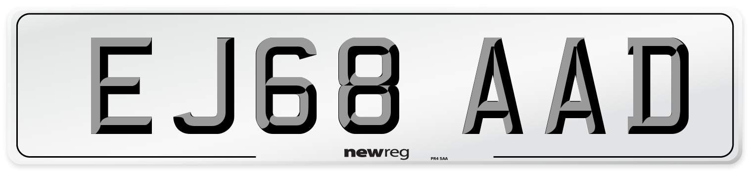 EJ68 AAD Number Plate from New Reg